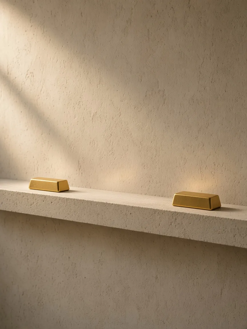 Two gold bars of different size on one ledge, a difference, not a tariff
