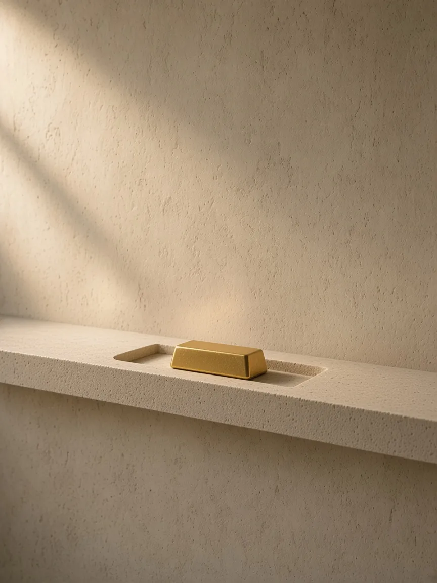 A gold bar set into a recess in the stone, a place for it, not a named bar