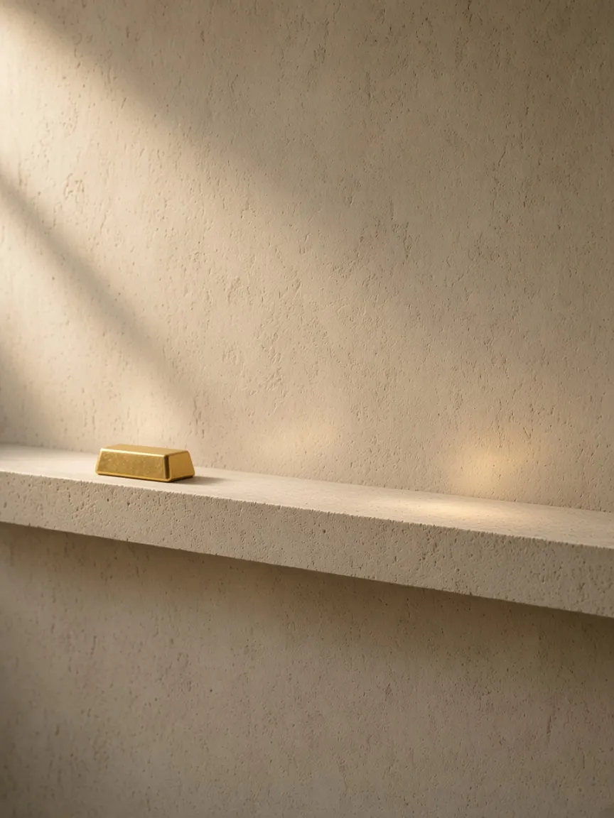 One gold bar and empty light further along the ledge, a start, not an account